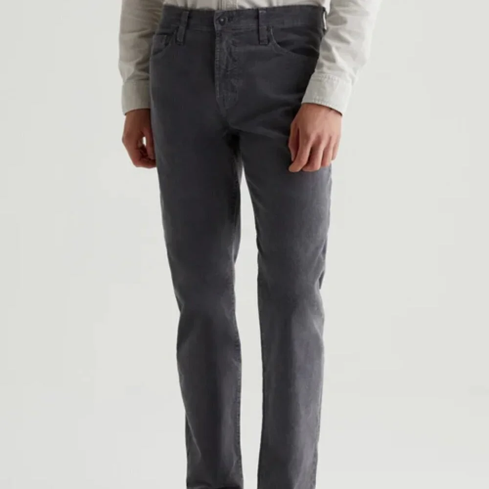 AG Adriano Goldschmied Everett Slim Straight Charcoal Corduroy Pants